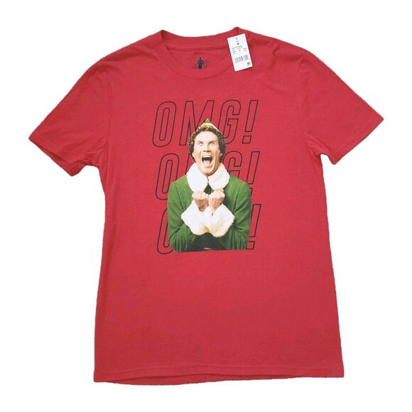 ELF Other - NWT Elf OMG! SANTA! I Know Him! Size Medium Mens Red Double Side T-Shirt